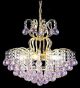 Elegant Coloured Crystal 6 Light Chandelier